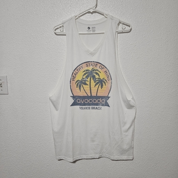 NWT Avocado muscle tee vintage white top raw hem around arms size xl - Picture 1 of 11